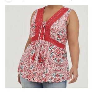 Torrid Lace-Up Babydoll Tank Top